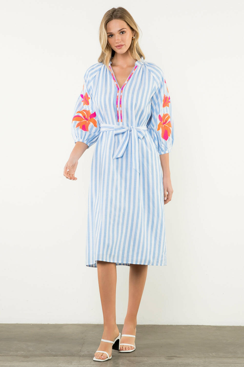 Stripe Soiree Midi Dress.