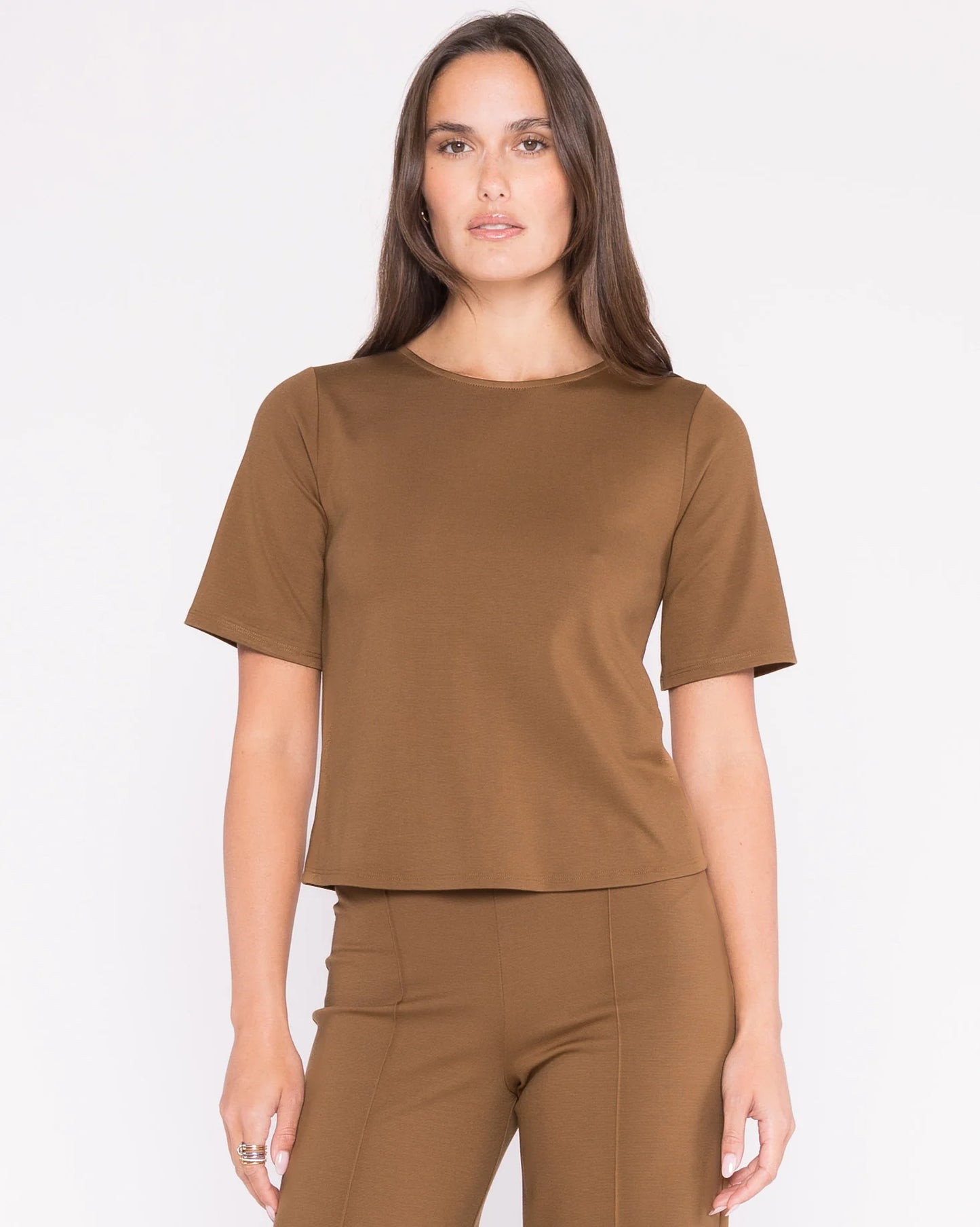 Ponte Knit Short Sleeve Top Extended