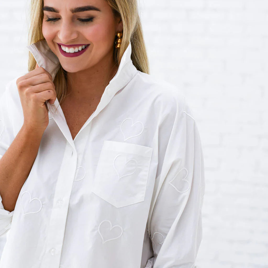 Abby Swing Heart Top in White - One Size / White - Tops-Novelty/Cut & Sewn