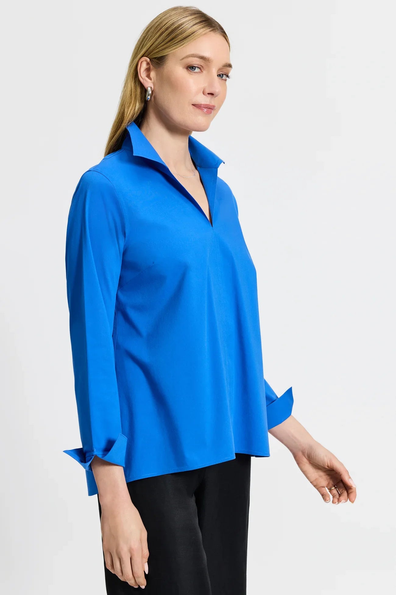 Agnes Stretch No Iron Popover Shirt - Tops-Woven/Blouses