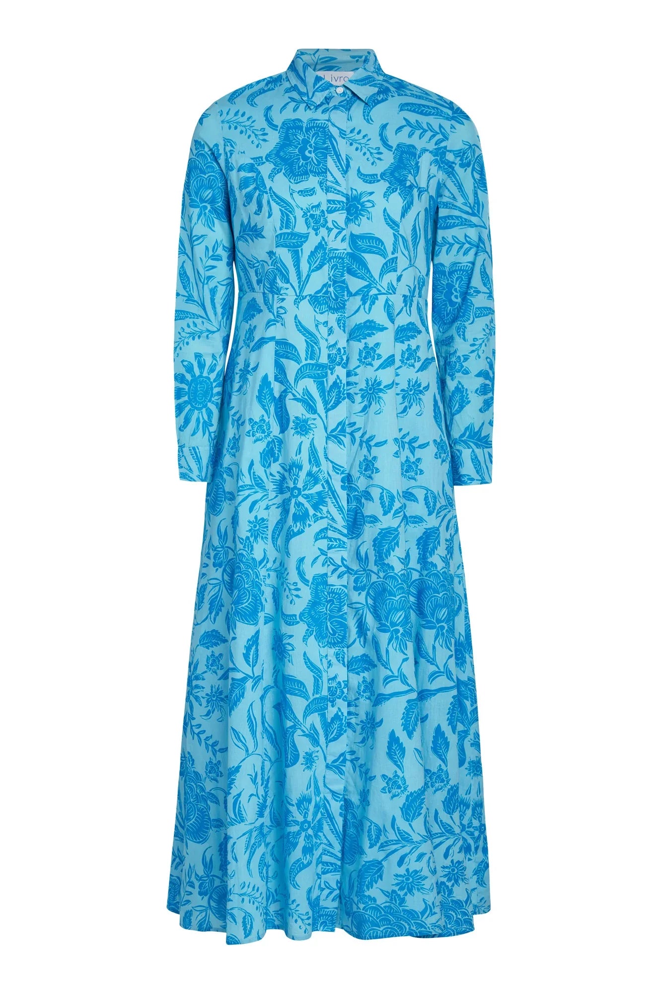 Blue Blossoms Classic Shirt Dress - Dress