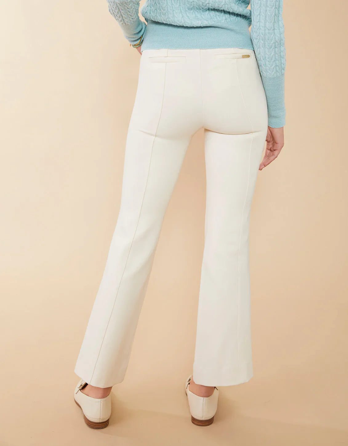Brooke Ponte Trouser in Alabaster - Pants
