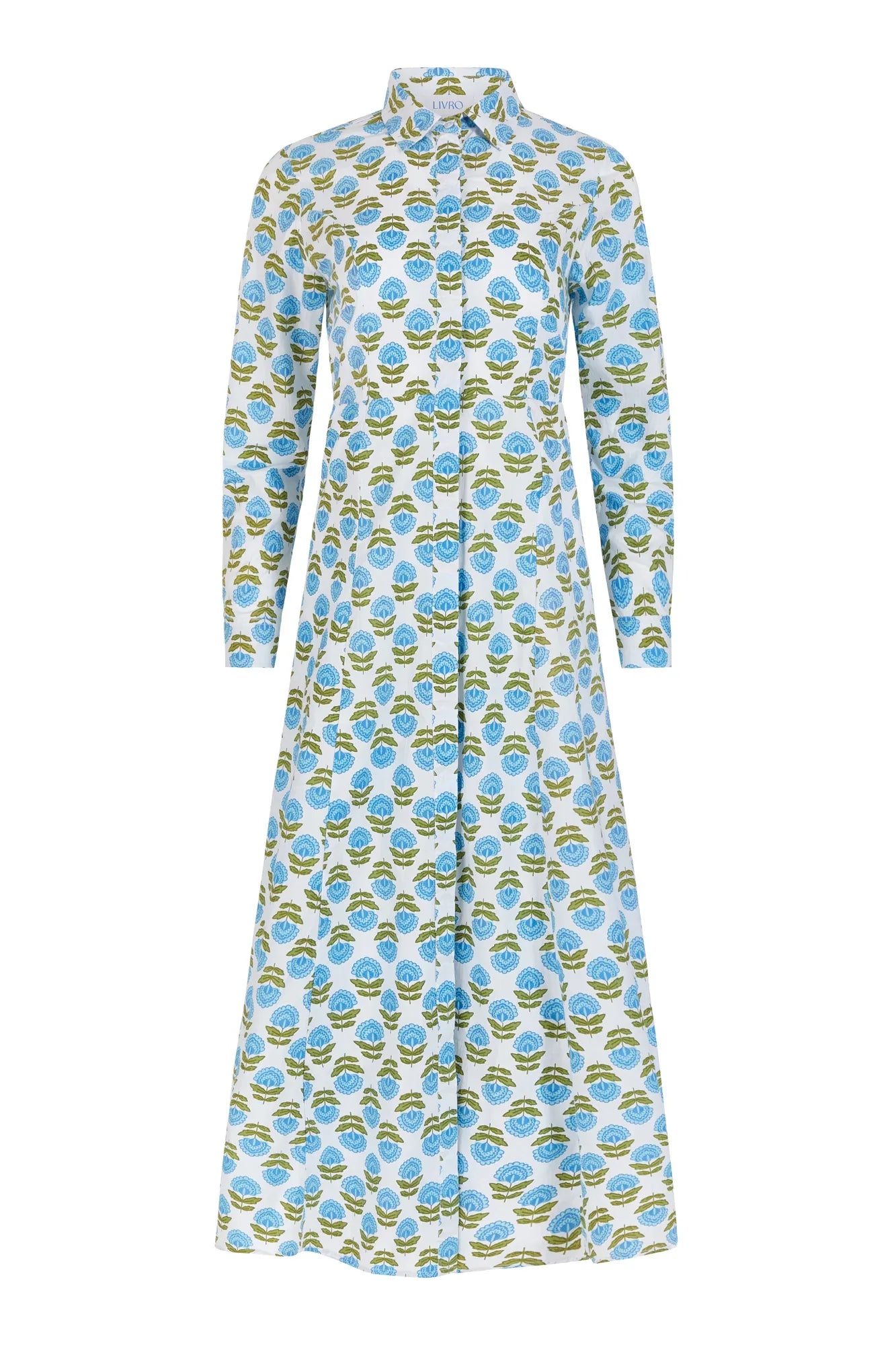 Classic Shirtdress in Blue Motif - Dress