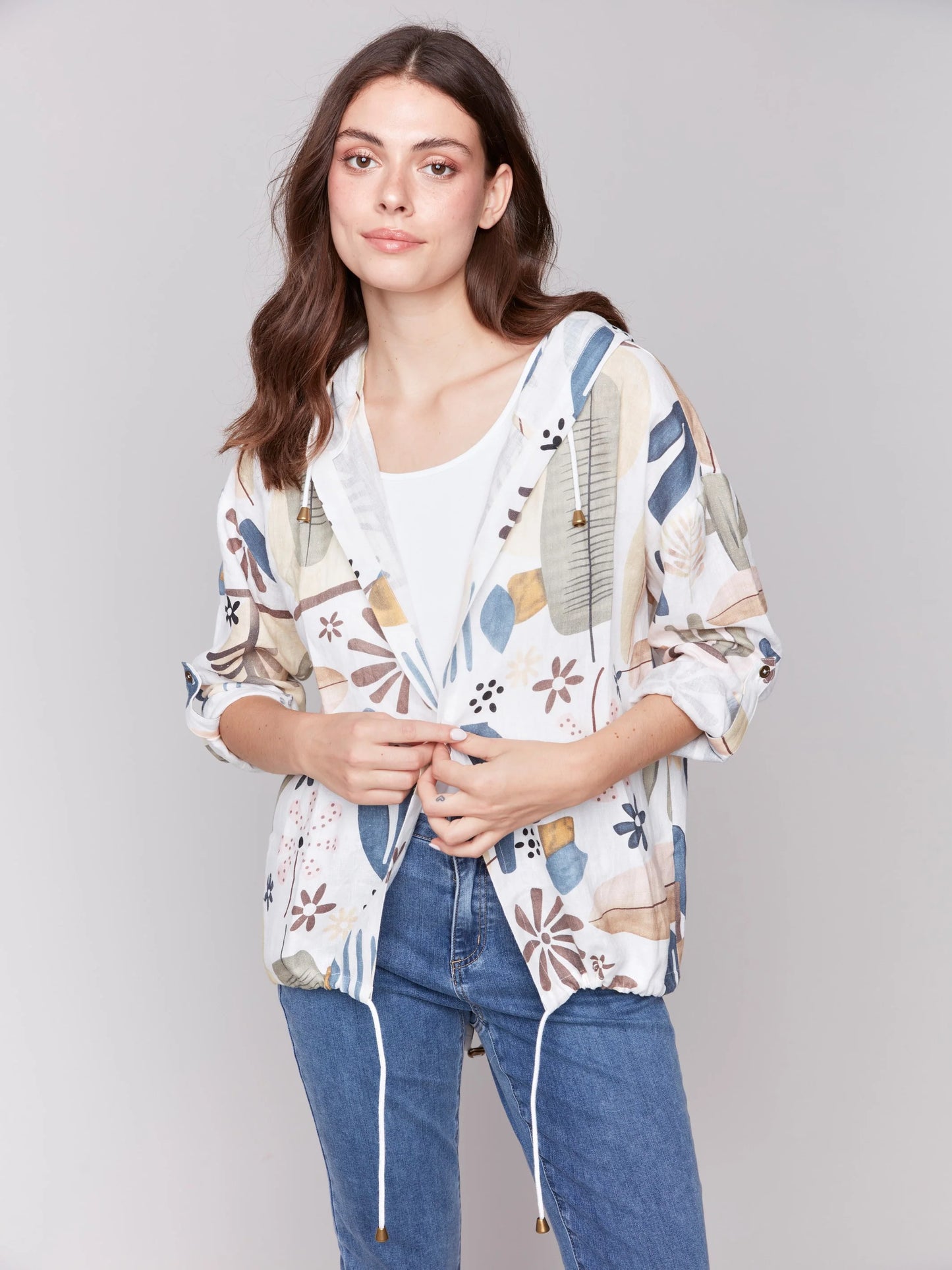 Printed Linen Duster Jacket