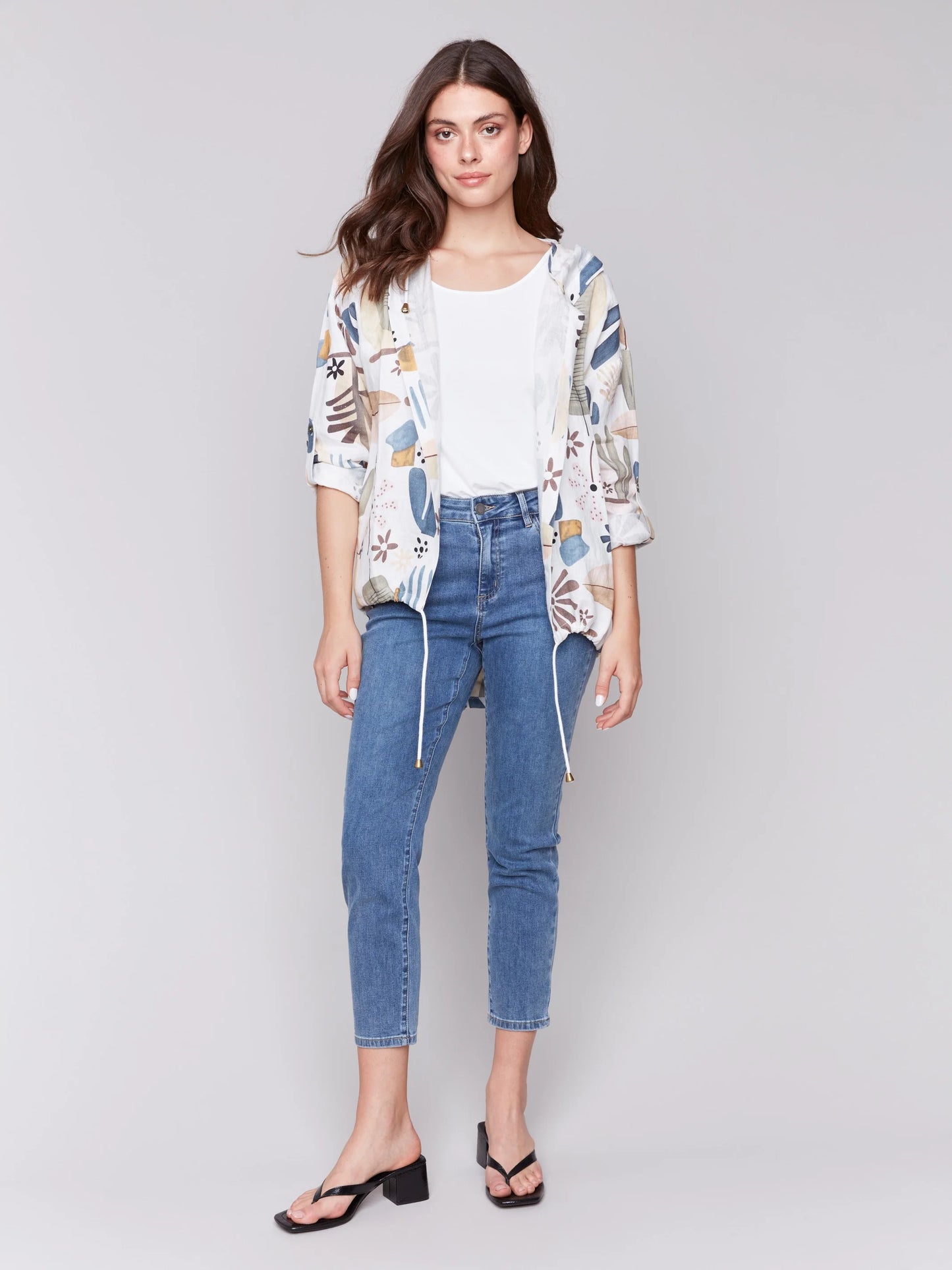 Printed Linen Duster Jacket
