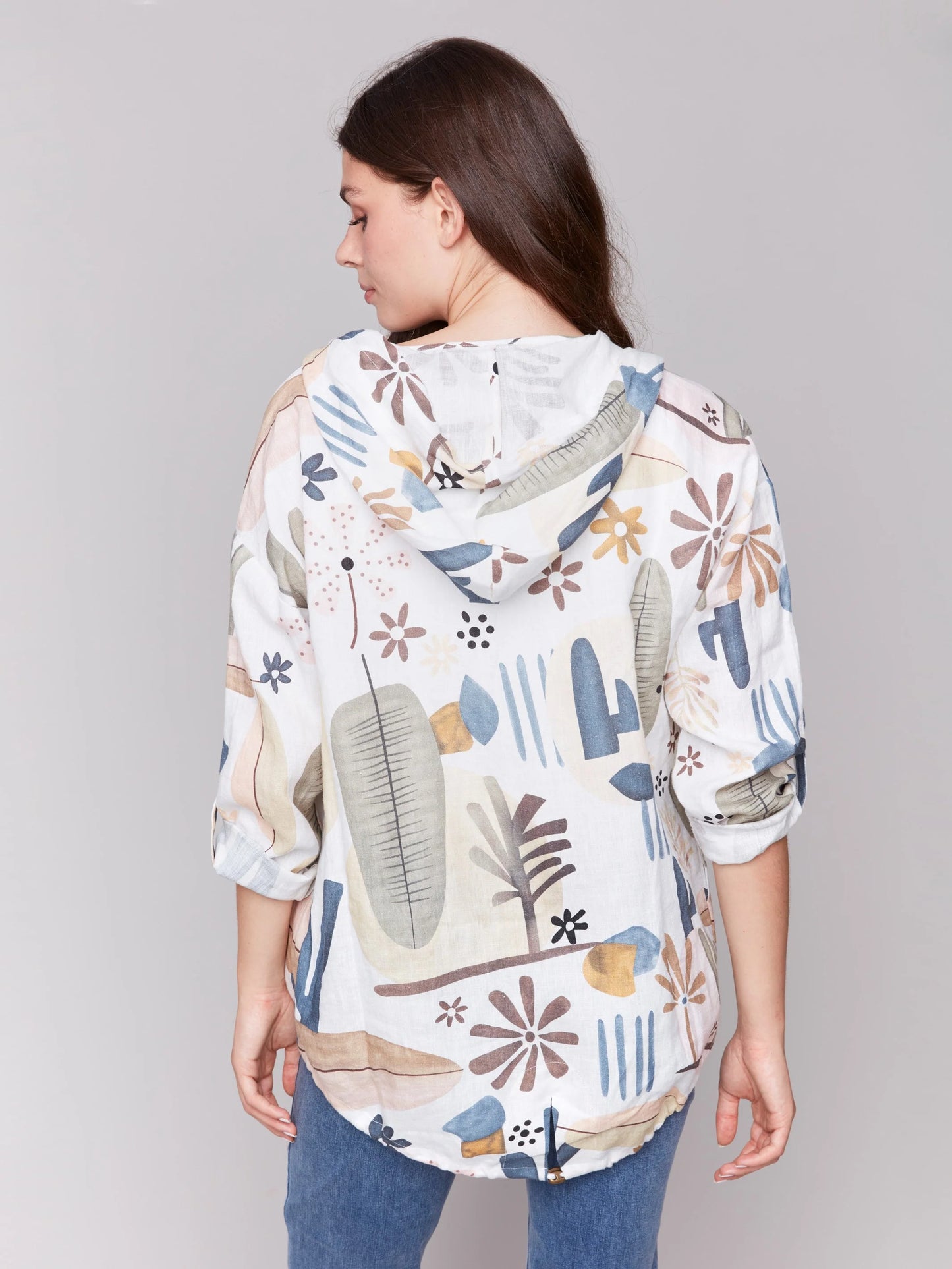 Printed Linen Duster Jacket