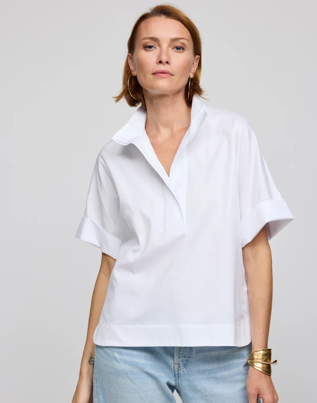 Elbow Sleeve Cara Blouse - Small / White - Tops-Woven/Blouses