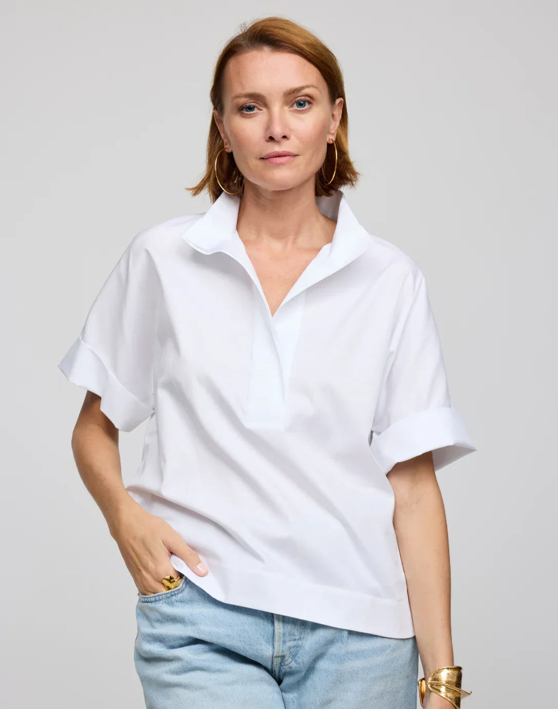 Elbow Sleeve Cara Blouse - Tops-Woven/Blouses