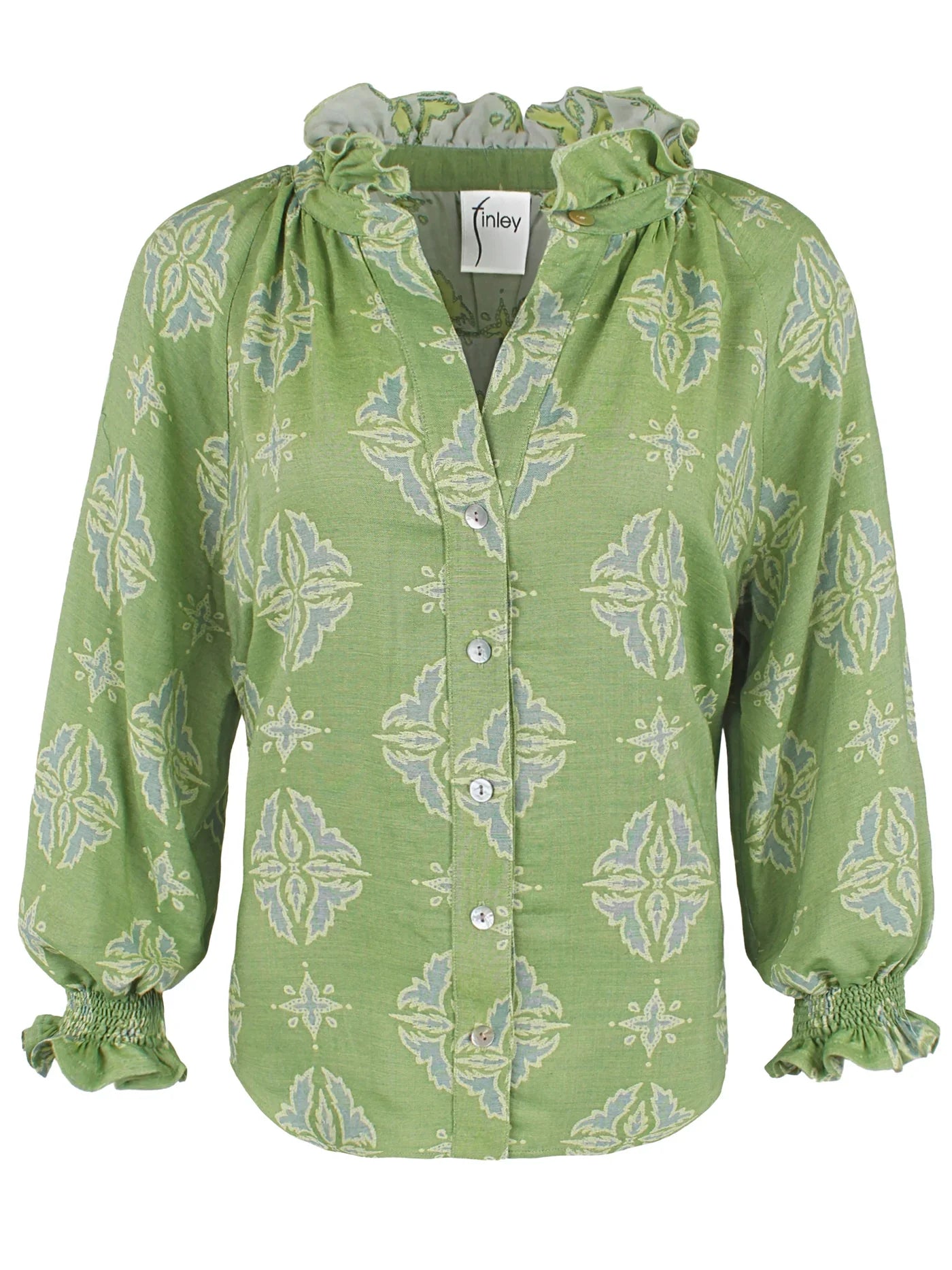 Fiona Shirt - Small / Green/Yellow/Blue - Tops-Woven/Blouses