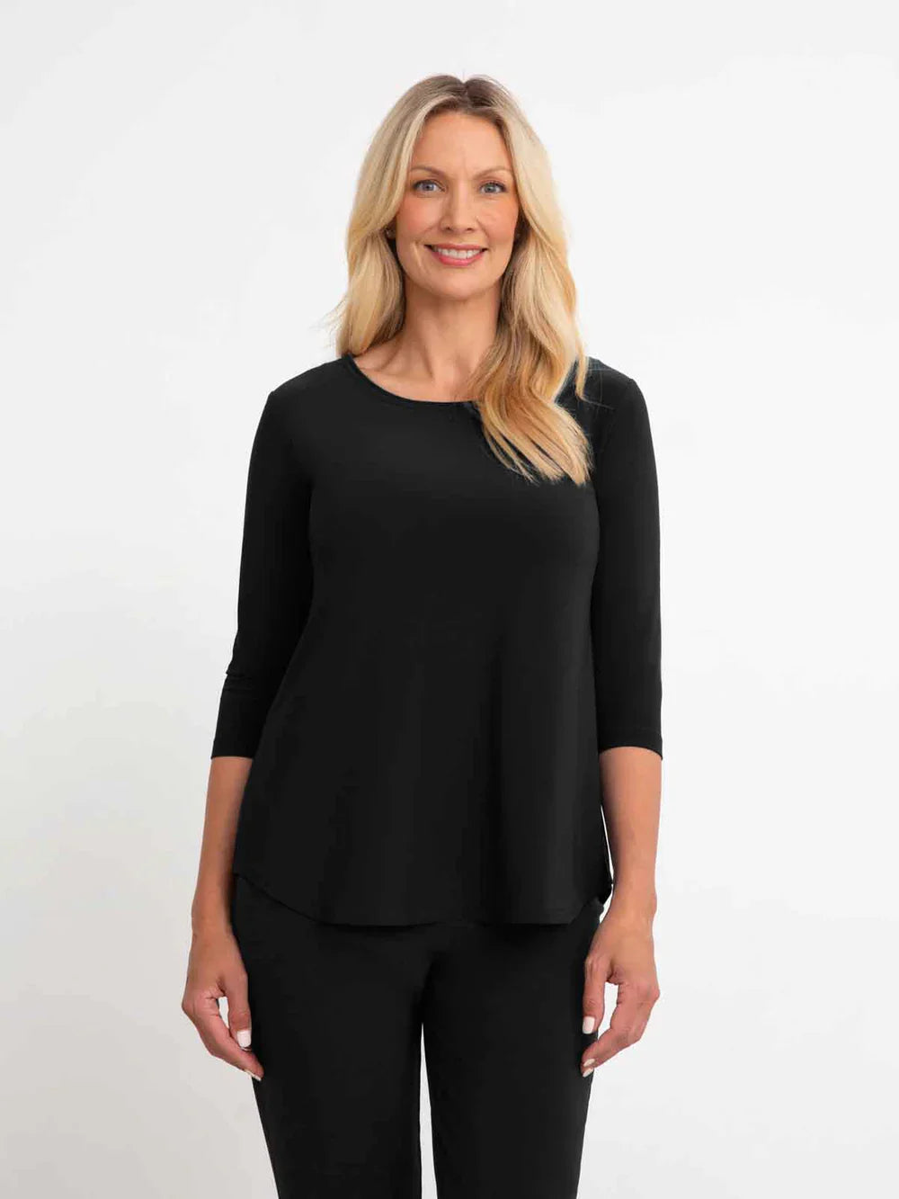 Go To Relax Tee with 3/4 Sleeve - 4 / Black - Tops-Novelty/Cut & Sewn