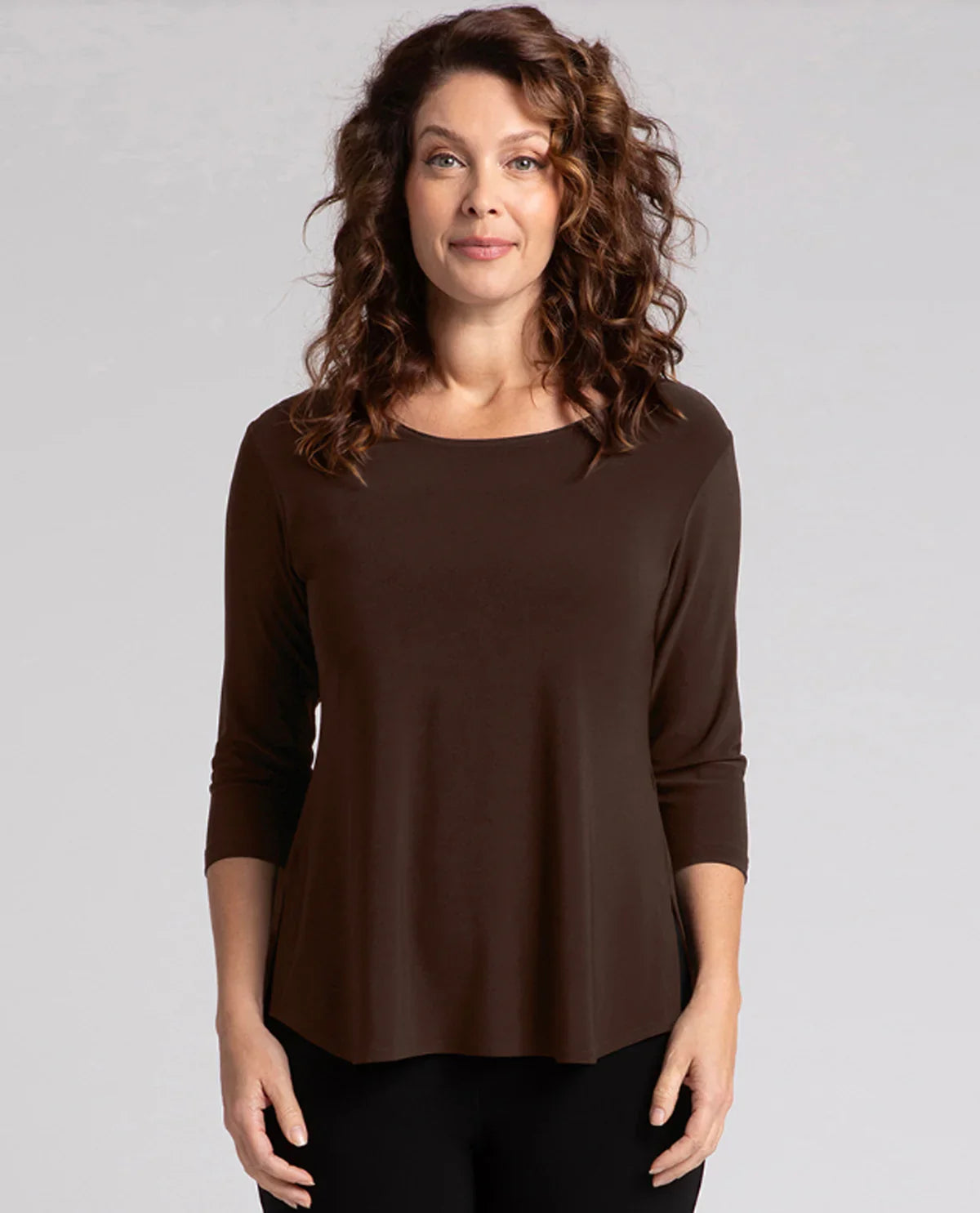 Go To Relax Tee with 3/4 Sleeve - 6 / Chocolate - Tops-Novelty/Cut & Sewn