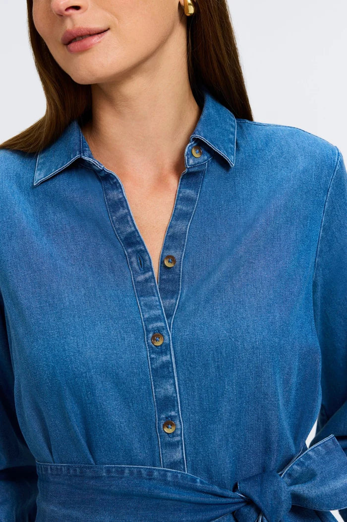 Ivy 3/4 Sleeve Denim Dress - Dress