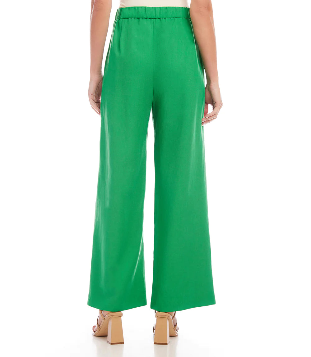 High Waist Pleated Pants in Grass - The French Shoppe
