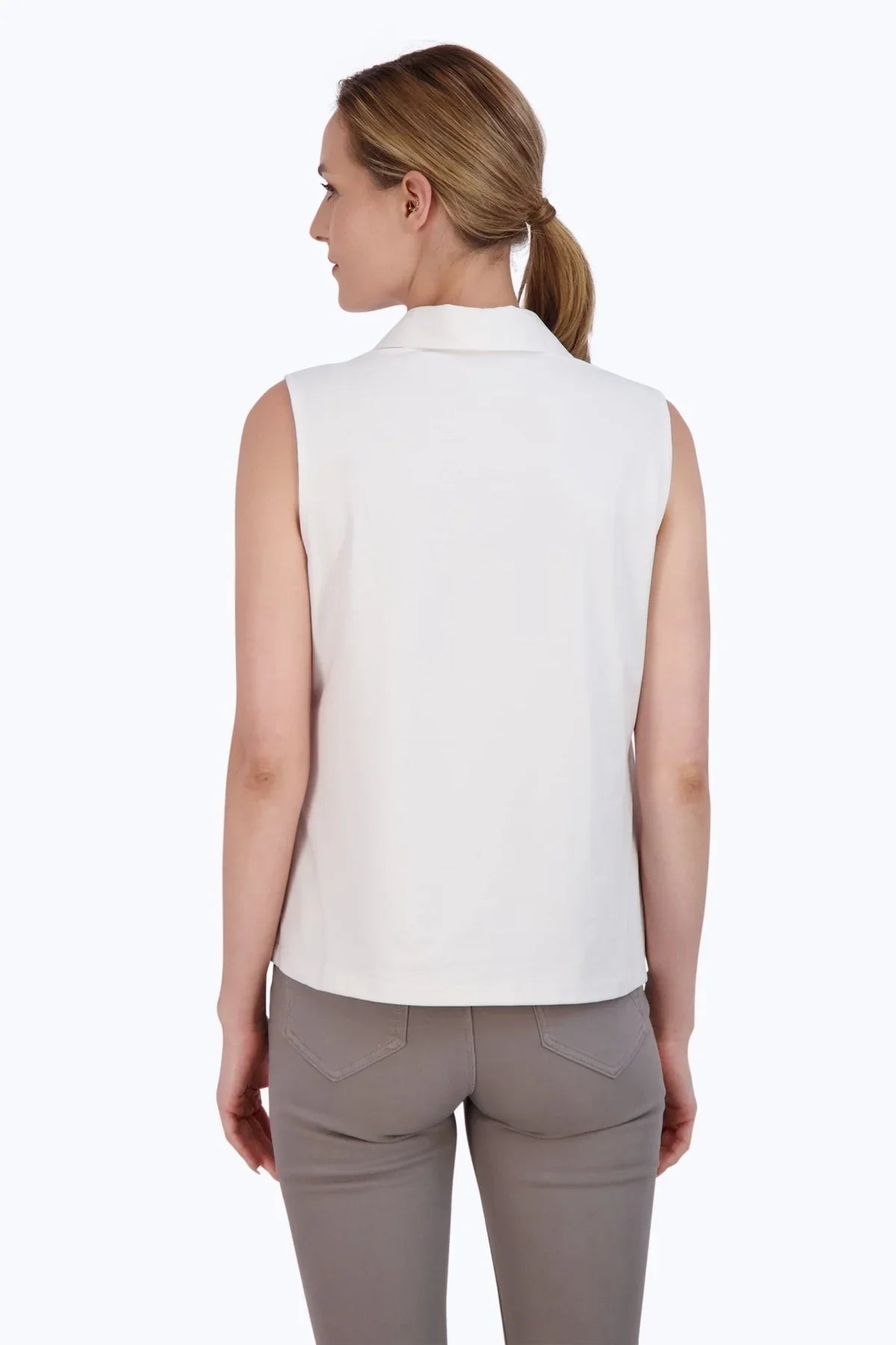 Knit/Woven Sleeveless Layering Tank - Tops-Woven/Blouses