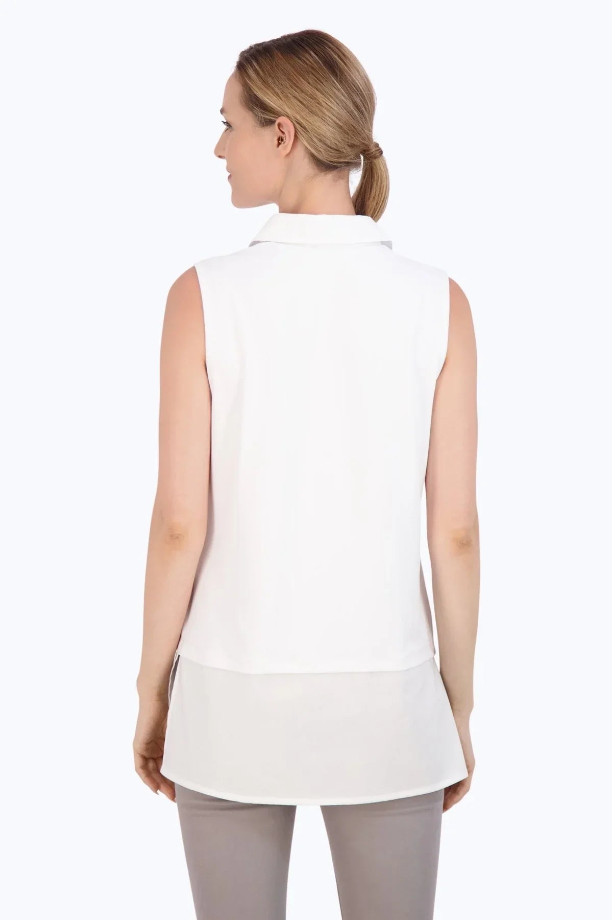 Knit Woven Sleeveless Layering Tunic - Tops-Woven/Blouses