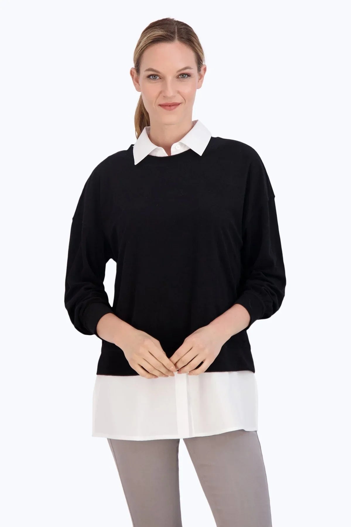 Knit Woven Sleeveless Layering Tunic - Tops-Woven/Blouses