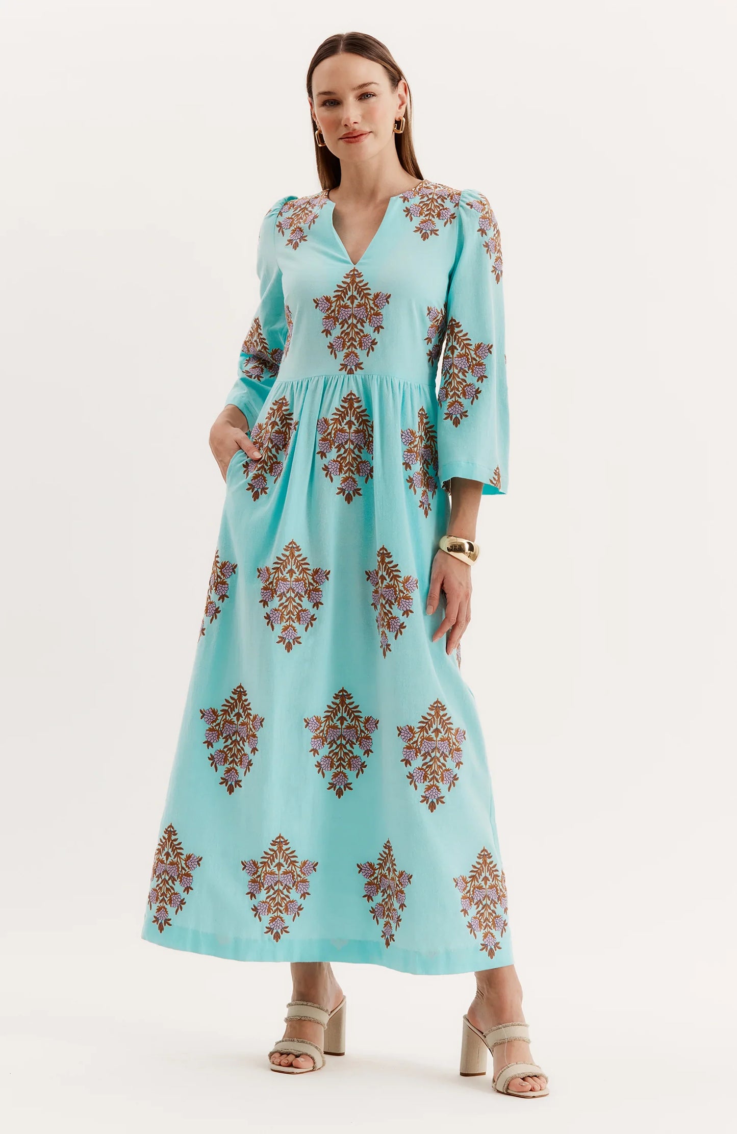 Lana Embroidered Maxi Dress - Small / Island Paradise - Dress