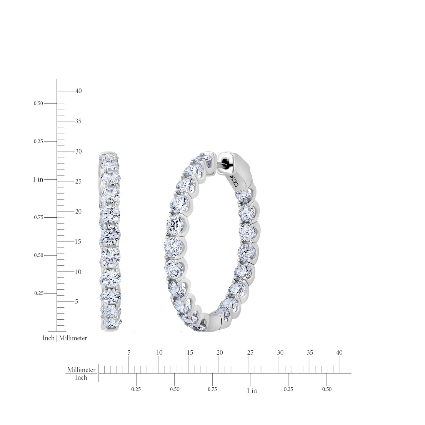 5.3ct Brilliant Round Hoop Earrings Finished in Platinum