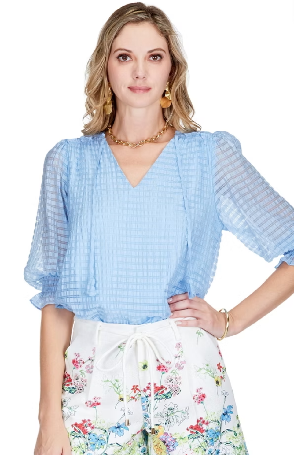 Organza Top - Small / Lt. Blue - Tops-Novelty/Cut & Sewn