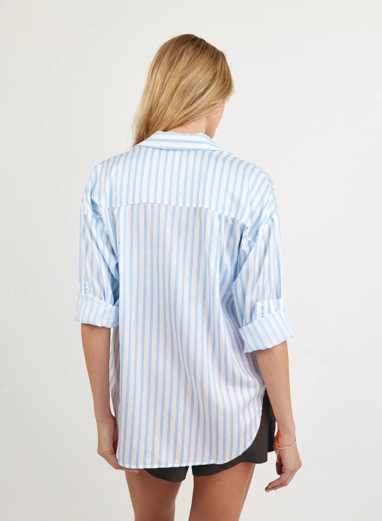Oversized Button Down in Tidal Blue Stripe