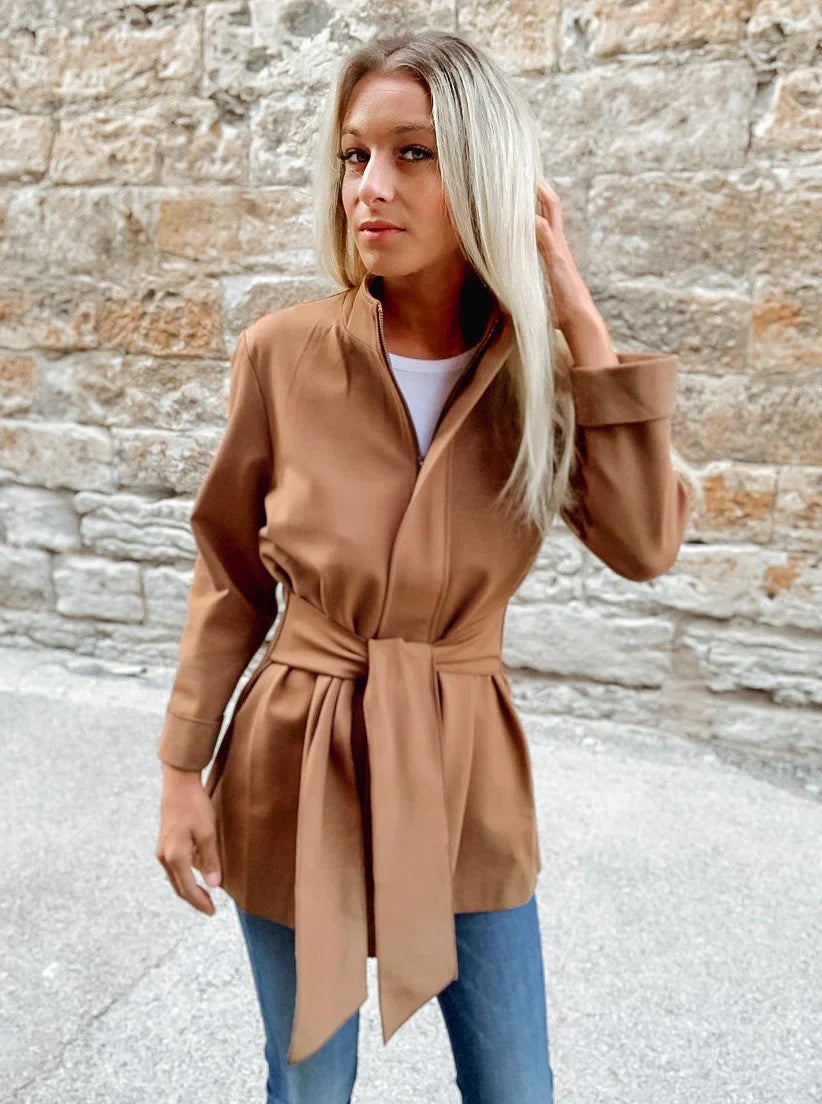 Ponte Sashed Jacket - XS / Tan - Jacket