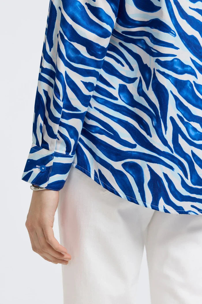 Zoey Long Sleeve Zebra Shirt - Tops-Woven/Blouses