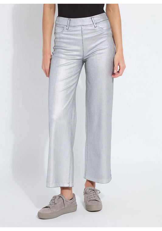 Metallic Coated Wide Leg Denim
