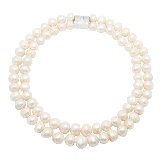 White Bam Bam Double Strand Necklace