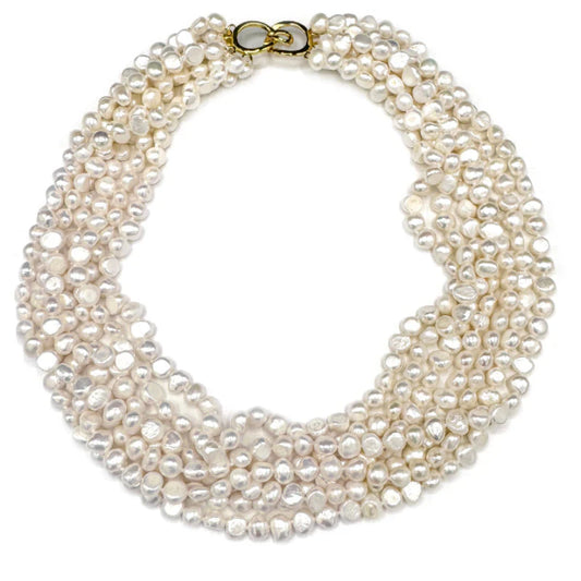 7-strand Keshi Necklace on Gold