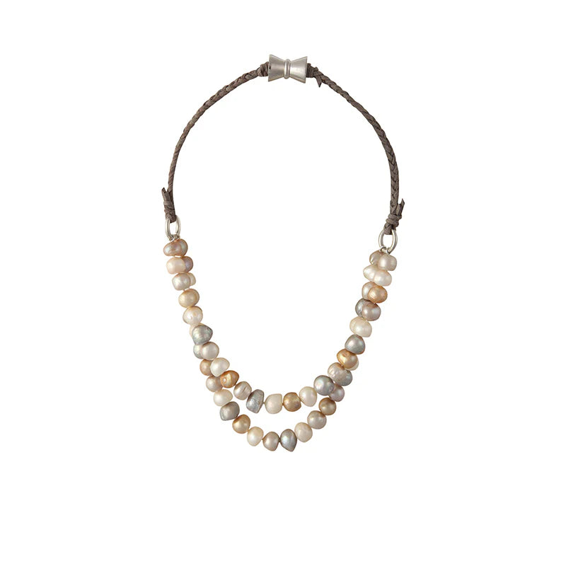 Short Bombay Necklace in Multi-Gray