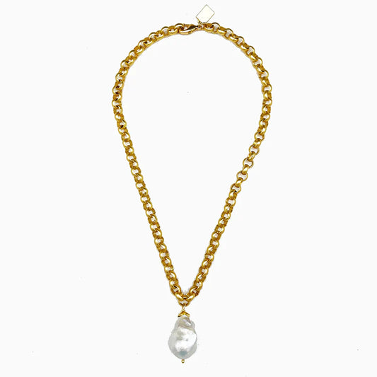 Simple Turkish Necklace in White & Gold