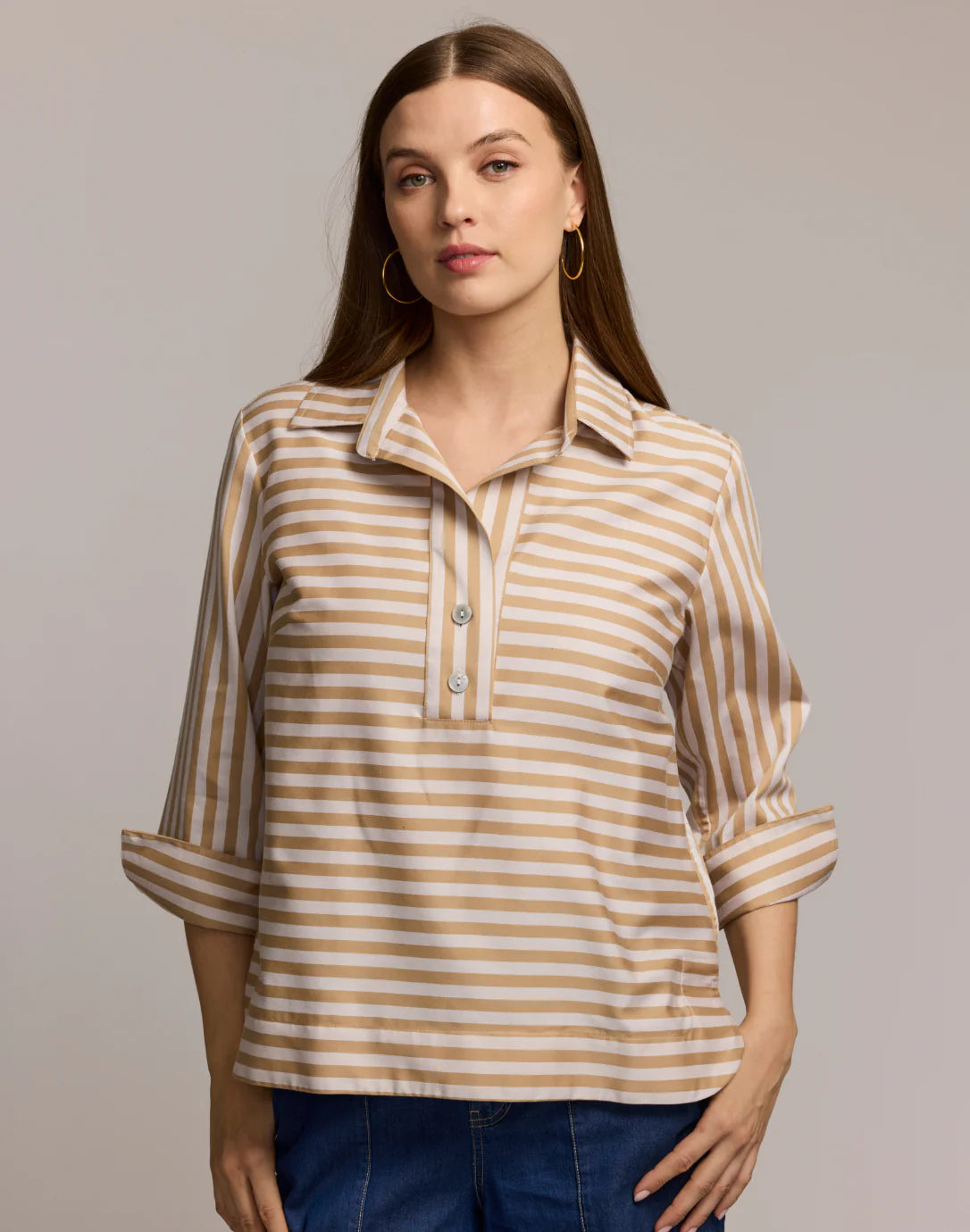 Aileen 3/4 Sleeve Classic Stripe Shirt