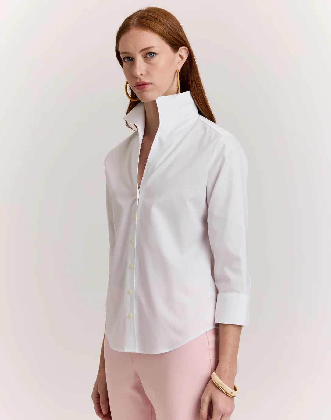 Martha 3/4 Sleeve No Iron Luxe Cotton Shirt