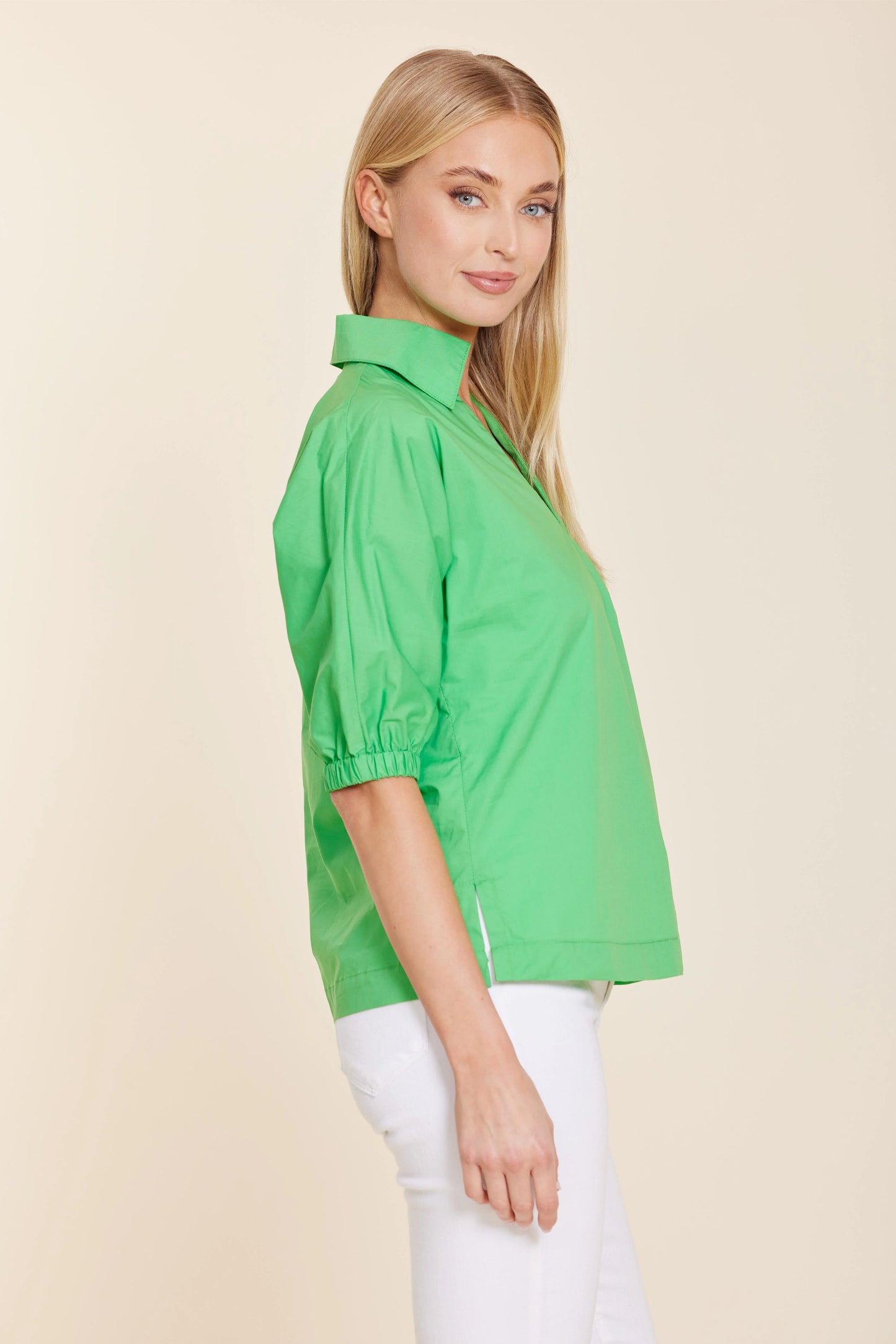Poplin Johnny Collar Shirt