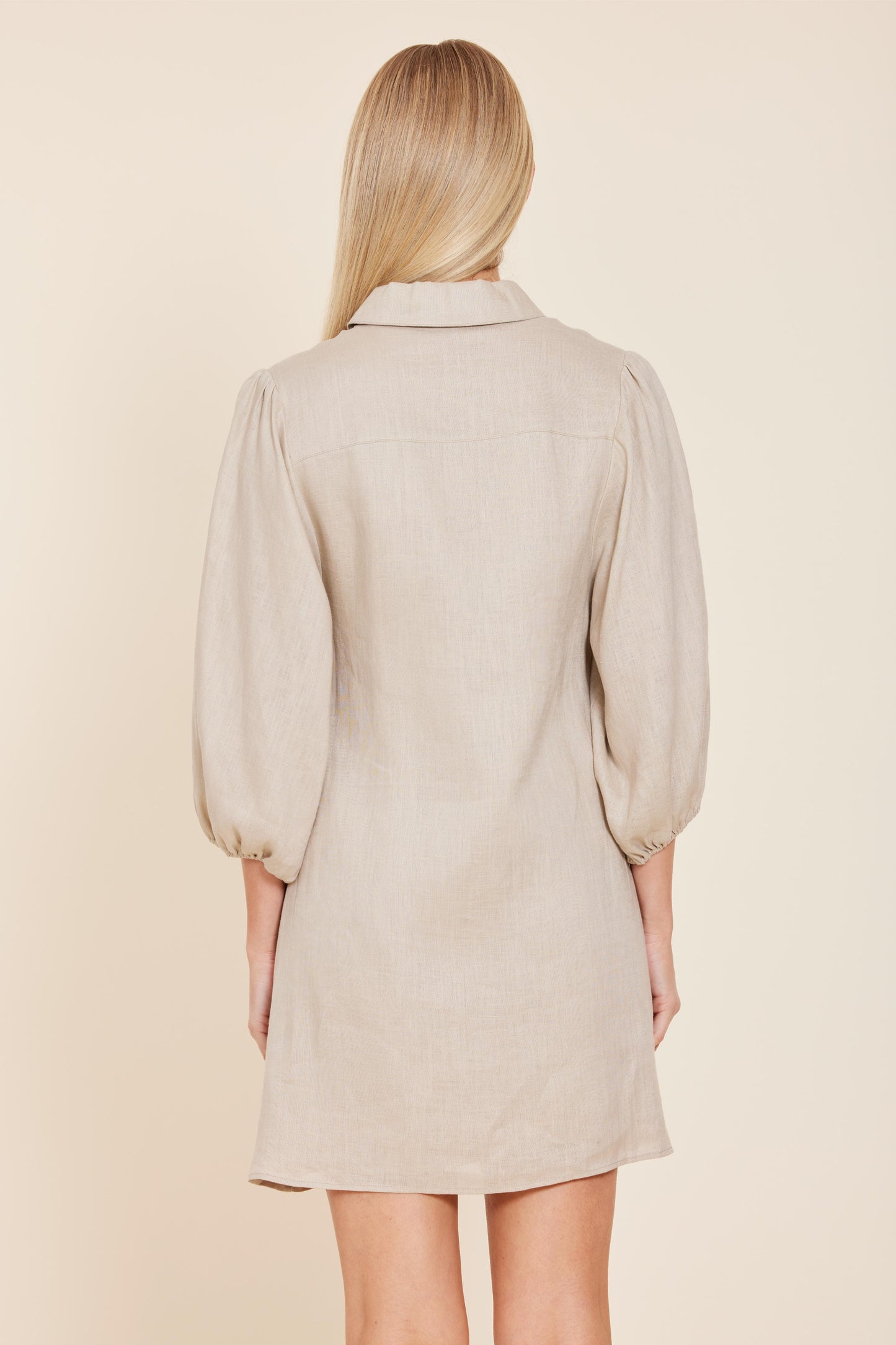 Linen Exaggerated Sleeve Dress