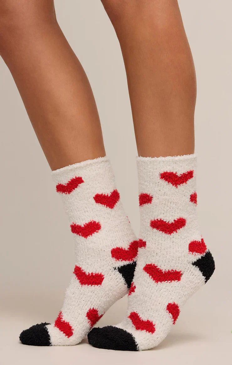 2 pack plush heart socks - One Size / Vanilla Ice - Accessories