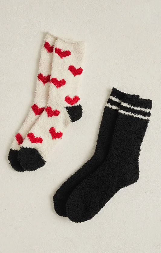 2 pack plush heart socks - One Size / Vanilla Ice - Accessories