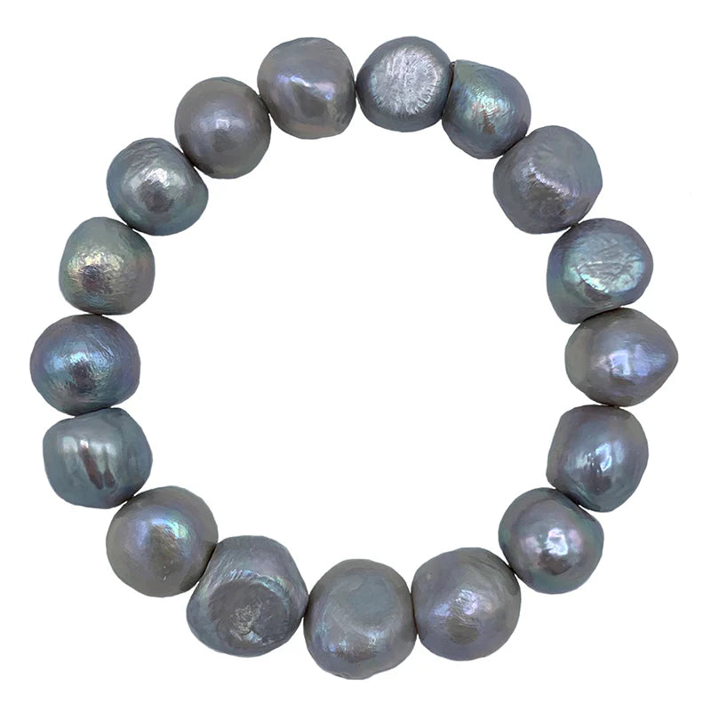Stretch Bam Bam Bracelet on Elastic in Gray