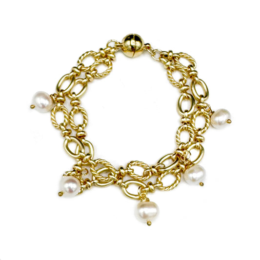 Double Strand Bracelet with floating pearls