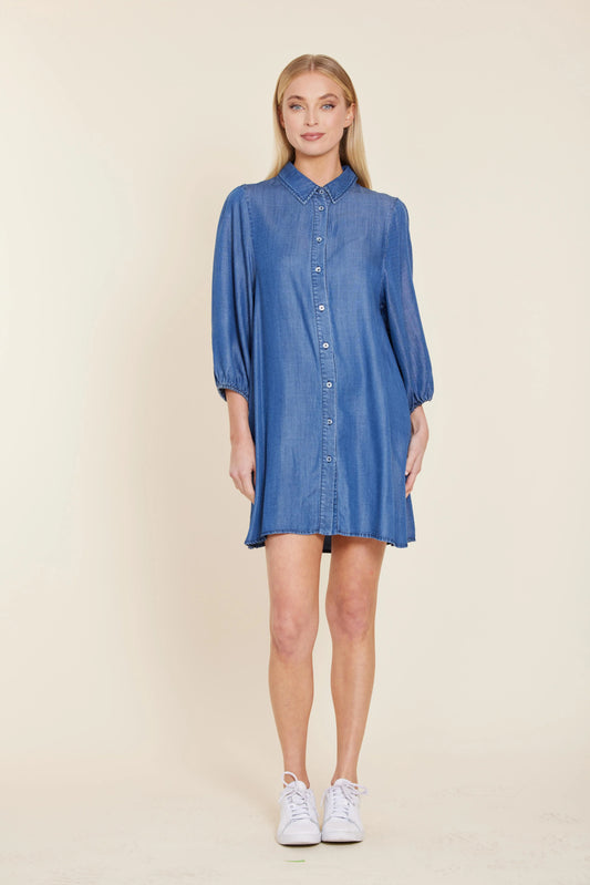 Denim Exaggerated Sleeve Dress