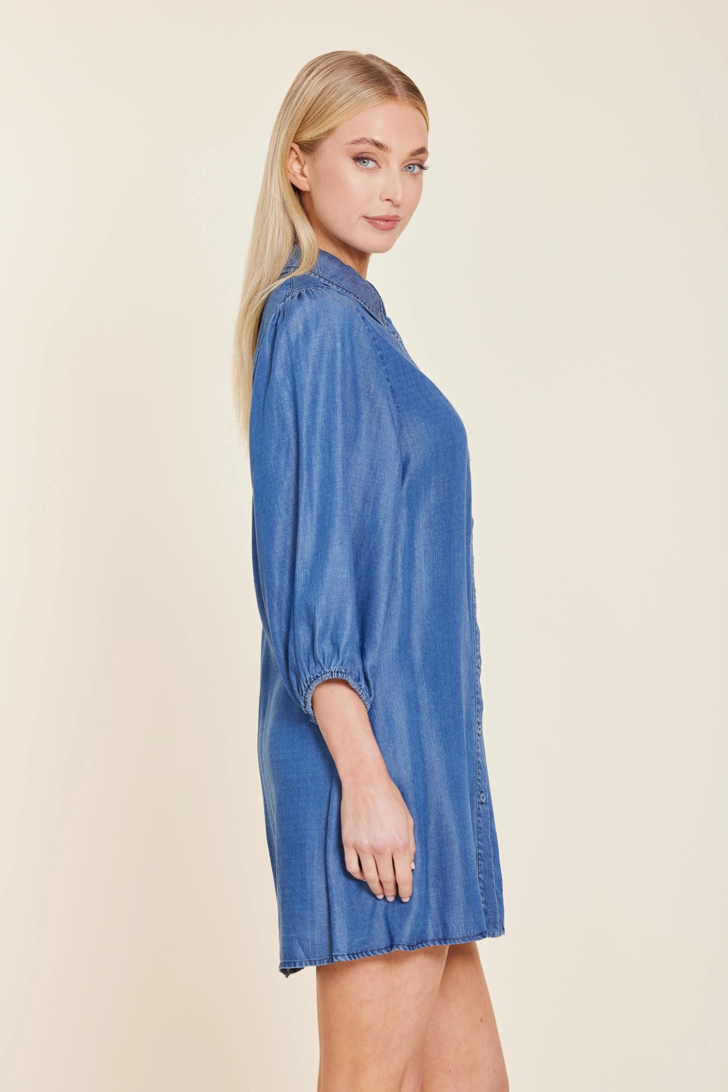 Denim Exaggerated Sleeve Dress