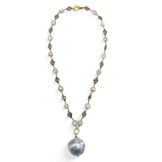 Athens Pearl & Crystal Necklace