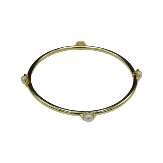 Large 4 Pearl Shiny Gold Bangle