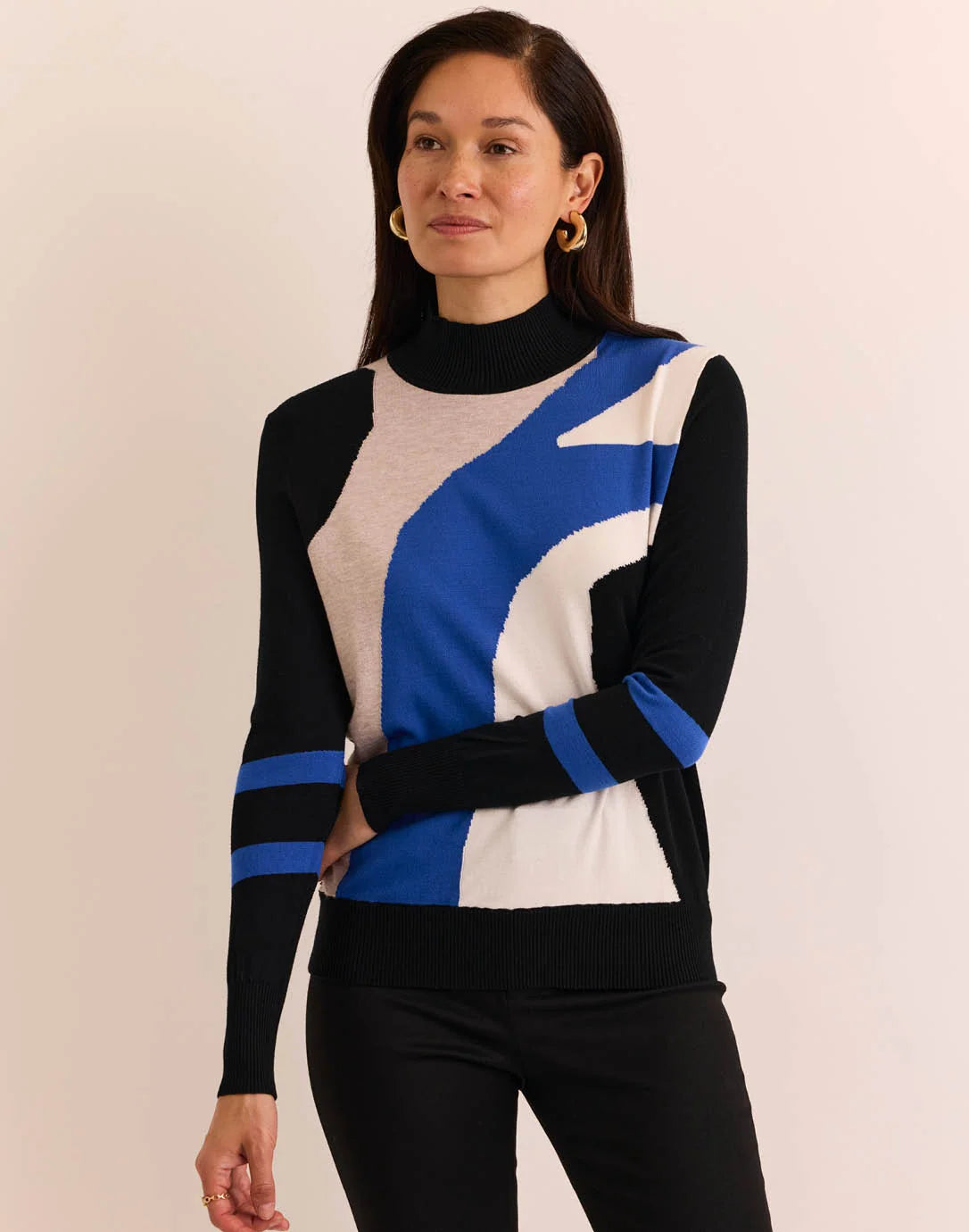 Sandra Long Sleeve Intarsia Sweater