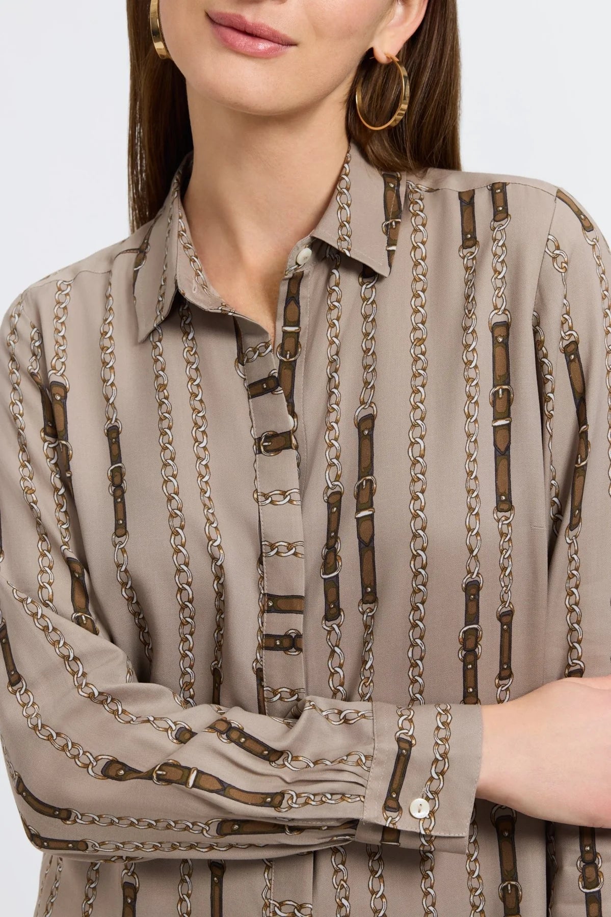 Luna Chain Stripe Long Sleeve Shirt.