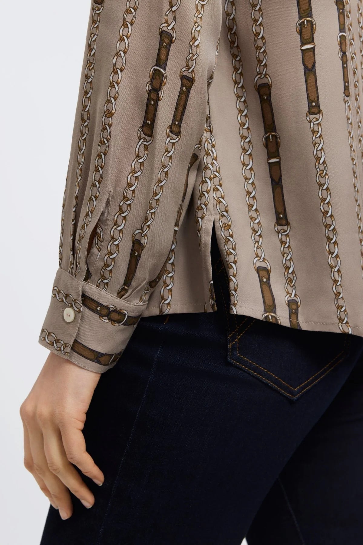 Luna Chain Stripe Long Sleeve Shirt.