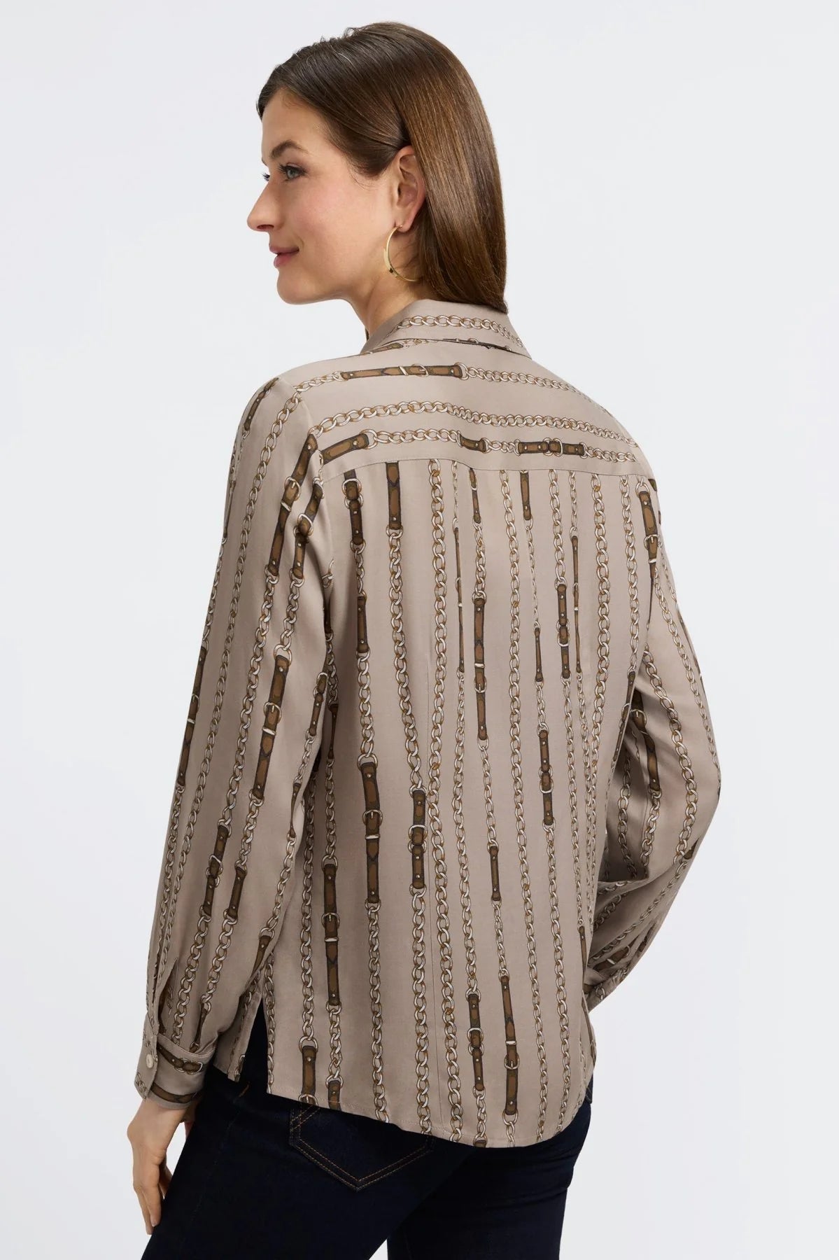 Luna Chain Stripe Long Sleeve Shirt.