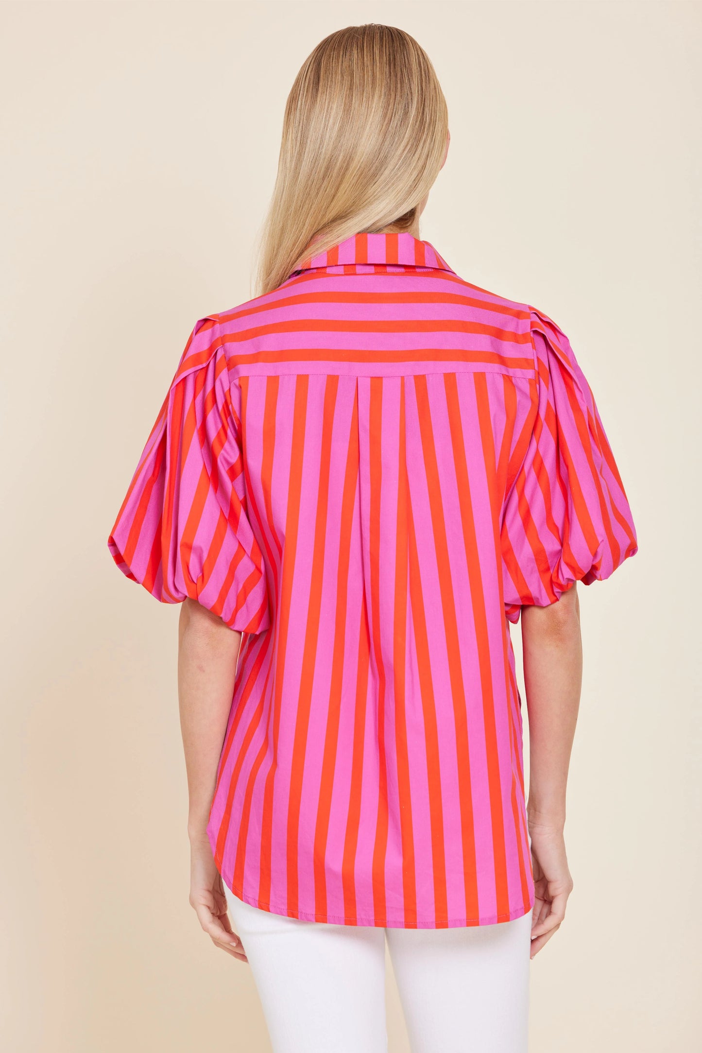 Poplin Puff Shoulder Top