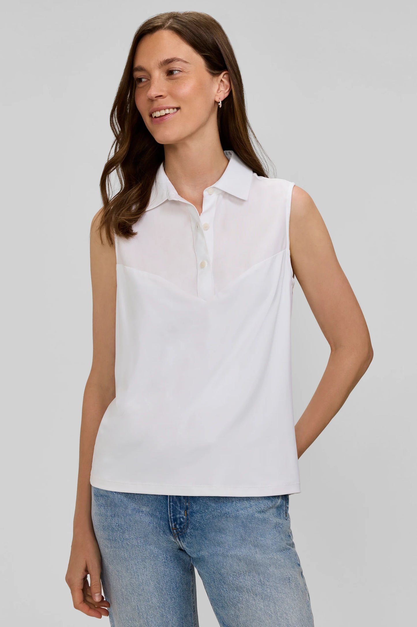 Ricki Knit-Woven Sleeveless Layering Tank