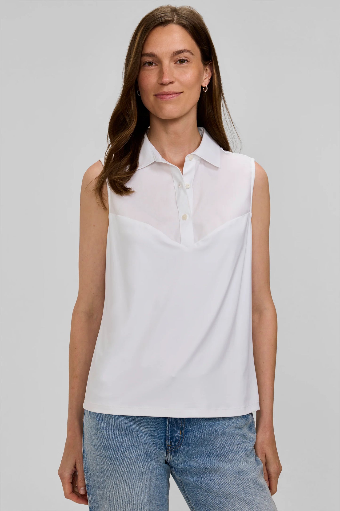 Ricki Knit-Woven Sleeveless Layering Tank